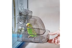 CXYYXF Bird Bath Cage, Cleaning Pet Supplies Cockatiel Bird Clear Bathtub with Bottom Drawer for Little Bird Parrots Spacious Parakeets Portable Shower for Most Birdcage