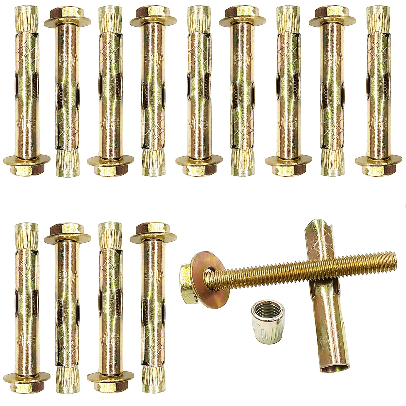 JXPXJMY 14 PCS Expansion Anchor Bolts, Carbon Steel Galvanized Heavy Duty Anchor Bolts for Wall Cement Floor and Suspended Ceiling Construction (M6*60)