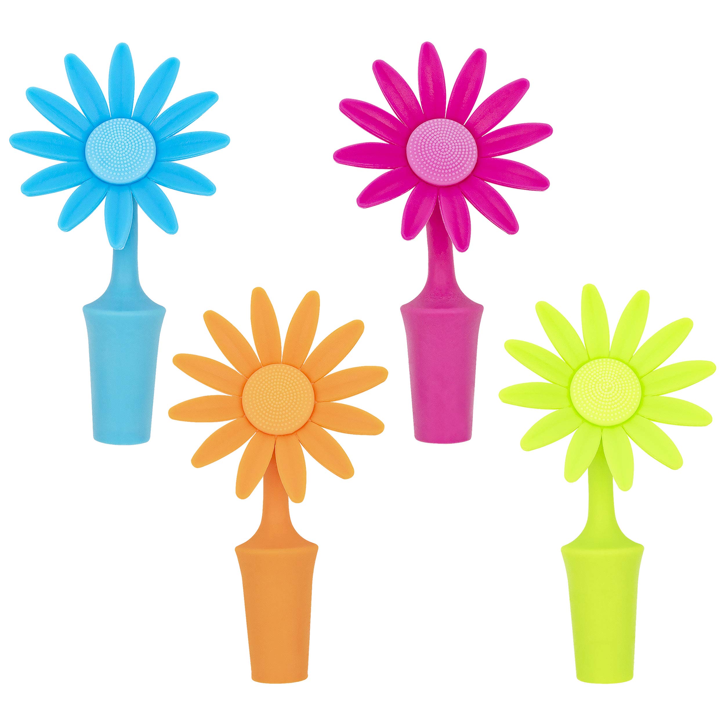 Photo 1 of *****BUNDLER OF 2****Silicone Flower Bottle Stoppers, 4-Pack – Reusable Wine and Beverage Sealers for Bottles