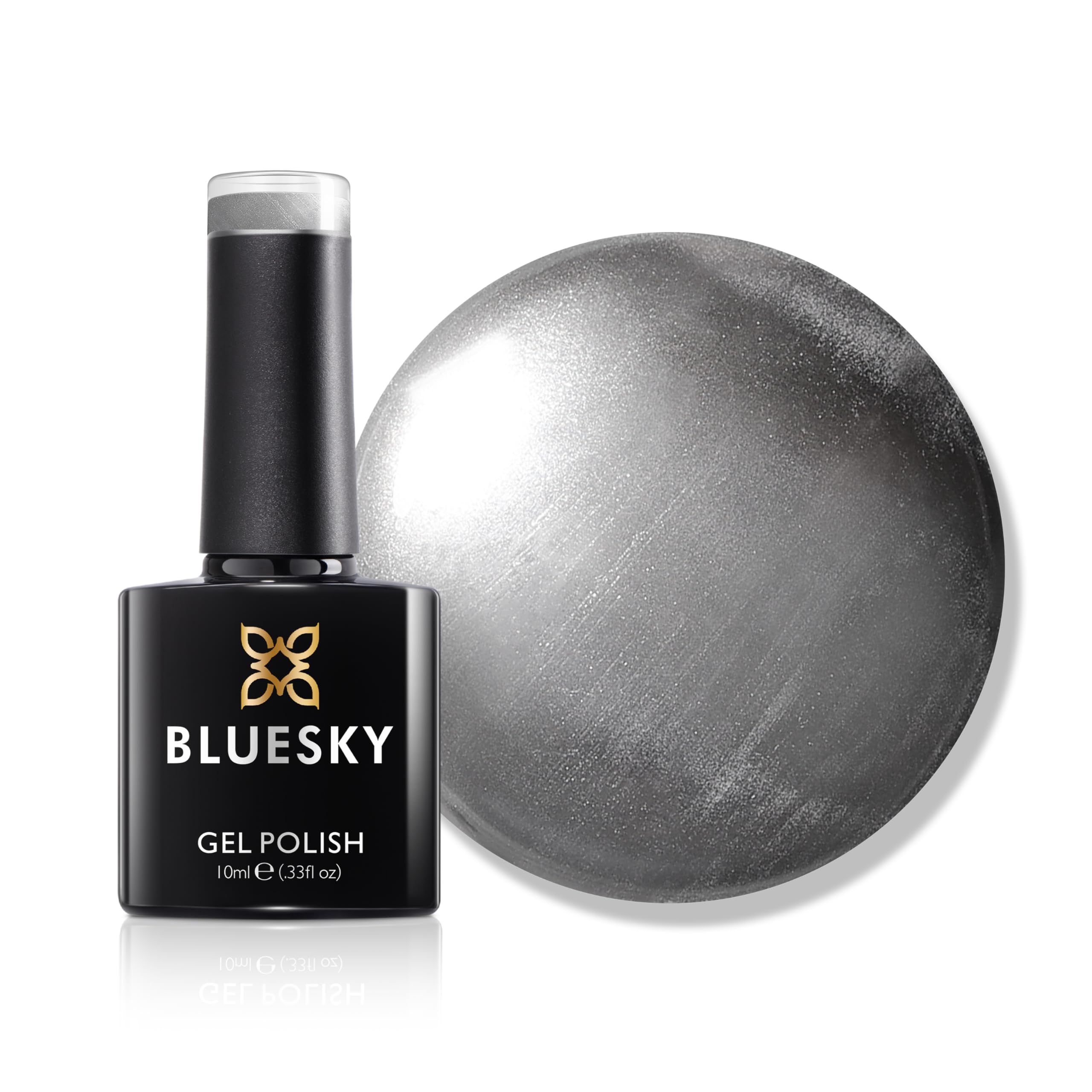 Bluesky Gel Nail Polish, Metallic Effect, Mirror Mirror MT00, Silver, Long Lasting, Chip Resistant, 10 ml (Requires Drying Under UV LED Lamp)