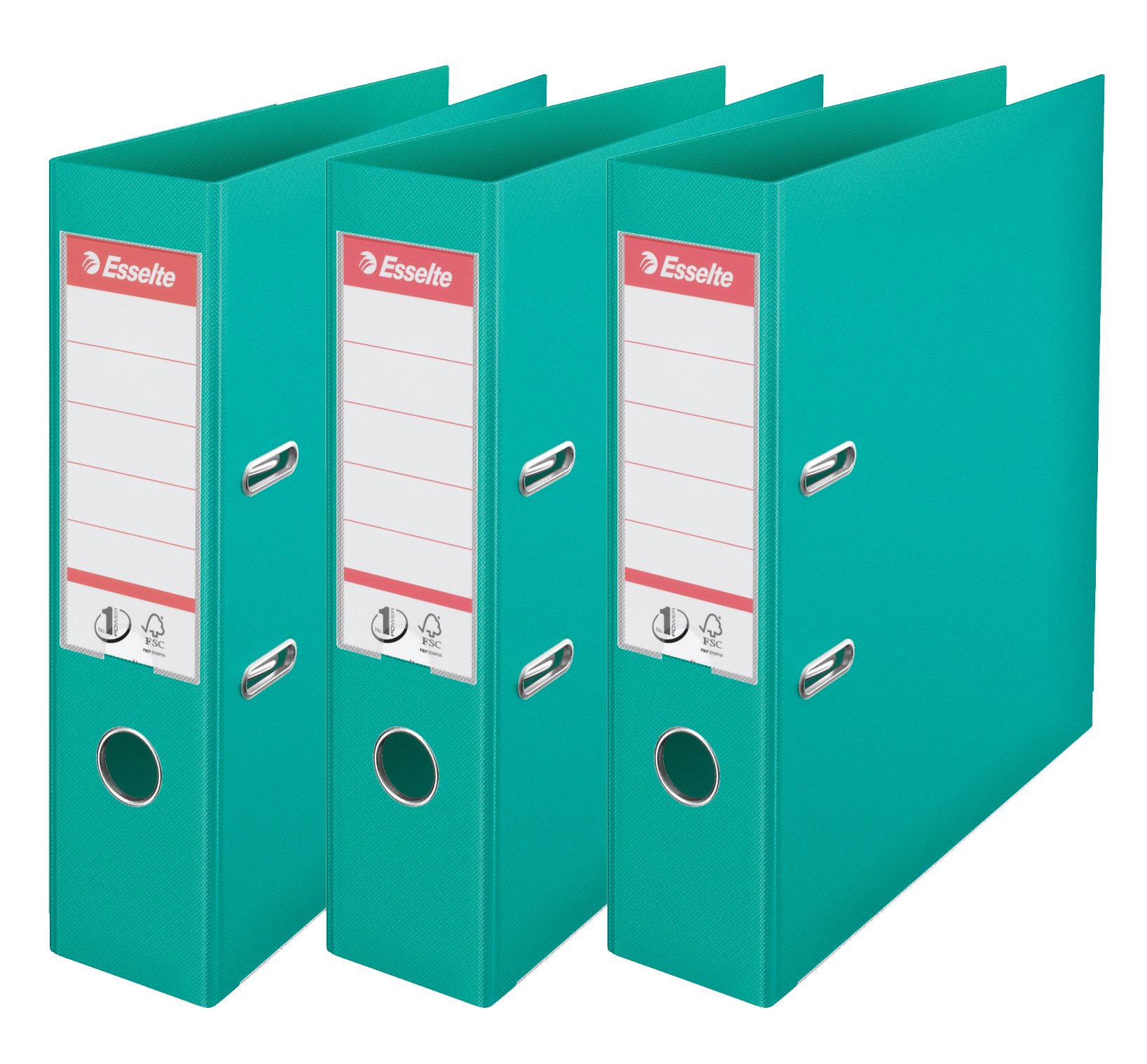 Esselte N°1 Set of 3 Power Lever Arch Files Back 75 mm Turquoise