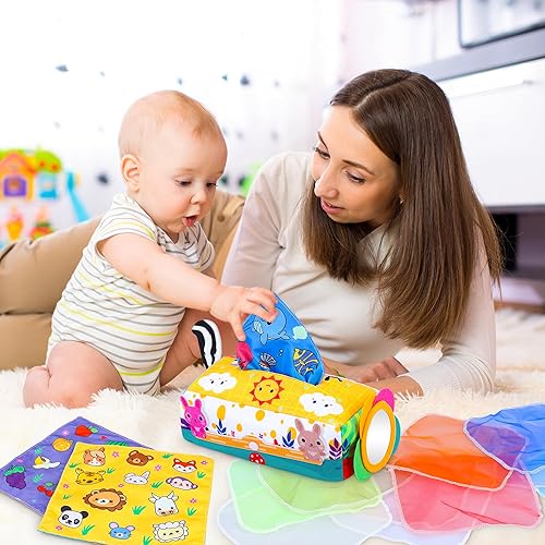 Baby Tissue Box Toy, Baby Toy to 12 Months, Montessori Toys for