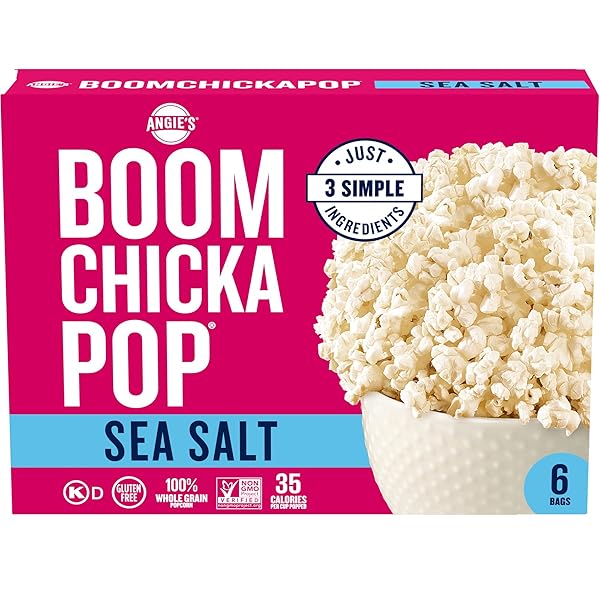 ANGIE’S BOOMCHICKAPOP SEA SALT MICROWAVE POPCORN, 3.29 OZ.,...