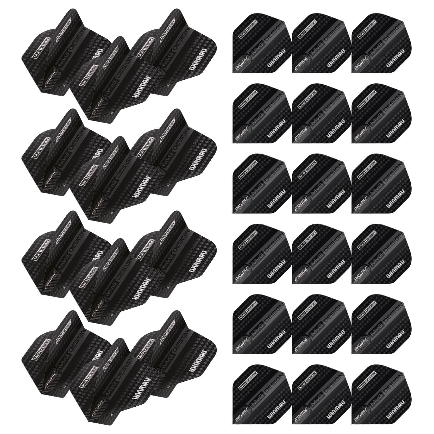 WINMAU Prism Alpha Michael Van Gerwen MvG Logo Black & Grey Extra Thick Dart Flights - 10 sets per pack (30 dart flights in total)