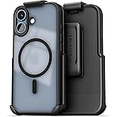 Encased for iPhone 17 Frosted Phone Case with Belt Clip Holster - Compatible with MagSafe - Magnetic Hybrid Clear Cover with Full Lens Protection (Black)