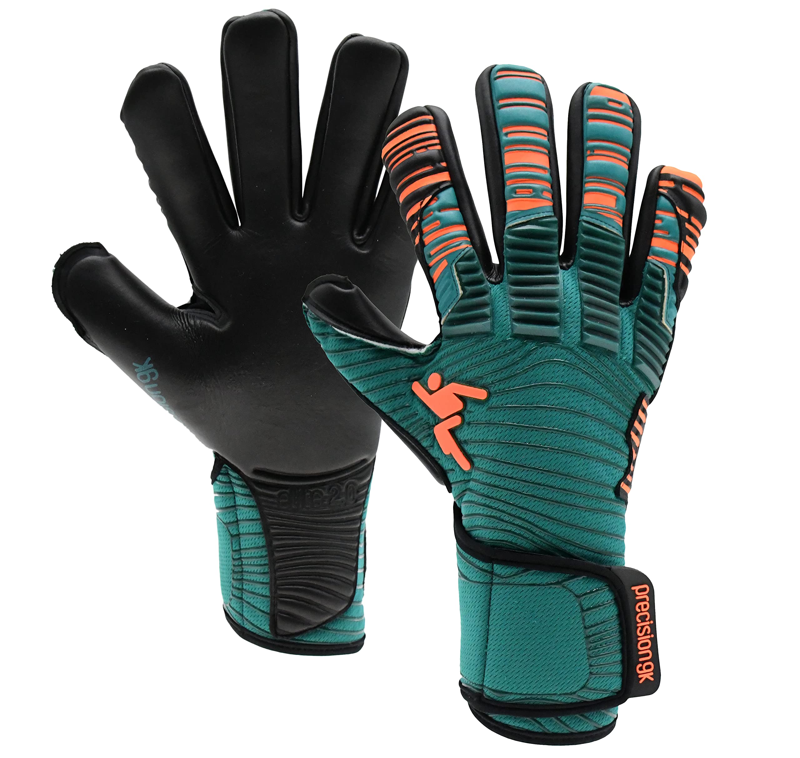 Precision GK Elite 2.0 Contact Junior Goalkeeper Gloves Size 7 Teal/Fluo Orange
