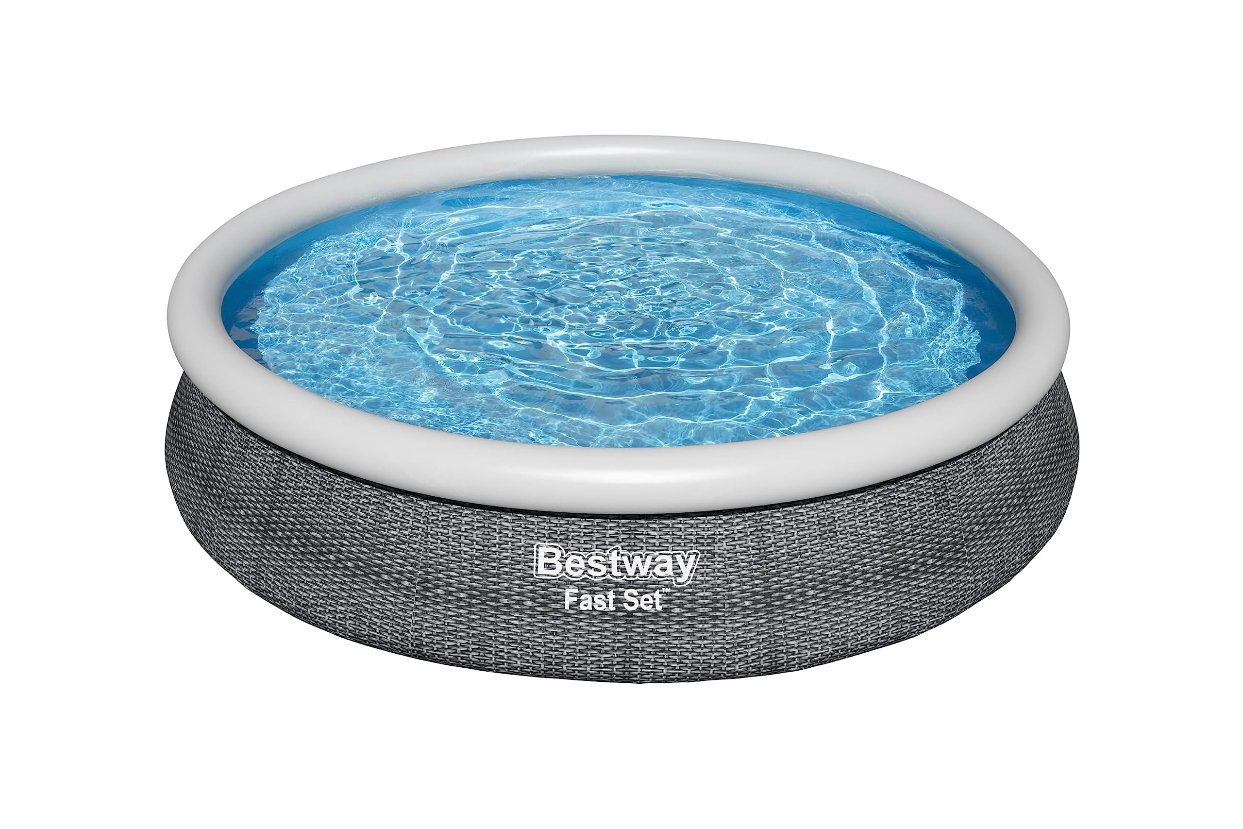 Photo 1 of Bestway Fast Set Inflatable Pool Set (12' x 30") | Rattan Print | Round Above Ground Pool | Includes Filter Pump & Repair Patch