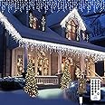 TOPPORTED Icicle Christmas Lights Outdoor,520 LED 49.2FT 8 Modes with 80 Drops Cool White Icicle Lights,Remote Control Outdoor Indoor Fairy String Lights for Christmas Party,Holiday Decorations