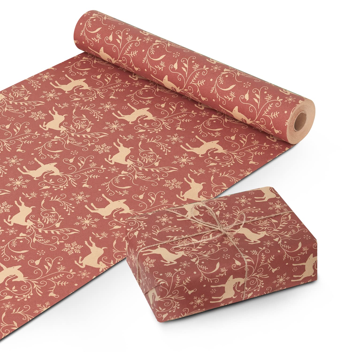 Kraft & Co Wrapping Paper Roll | Quality Festive Designed Kraft Paper | Eco-Friendly, Recyclable & Biodegradable Multipurpose Wrapping Paper - Ideal for Gifts, Arts & Crafts & Christmas (44.5CM x 25M)
