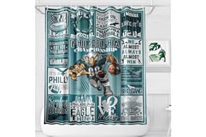 MAUPIVAE Philadelphia Shower Curtain, Football Team Color Curtain, American Sports Football Shower Curtain for Home Bathroom Decor 60 x 72 Inch