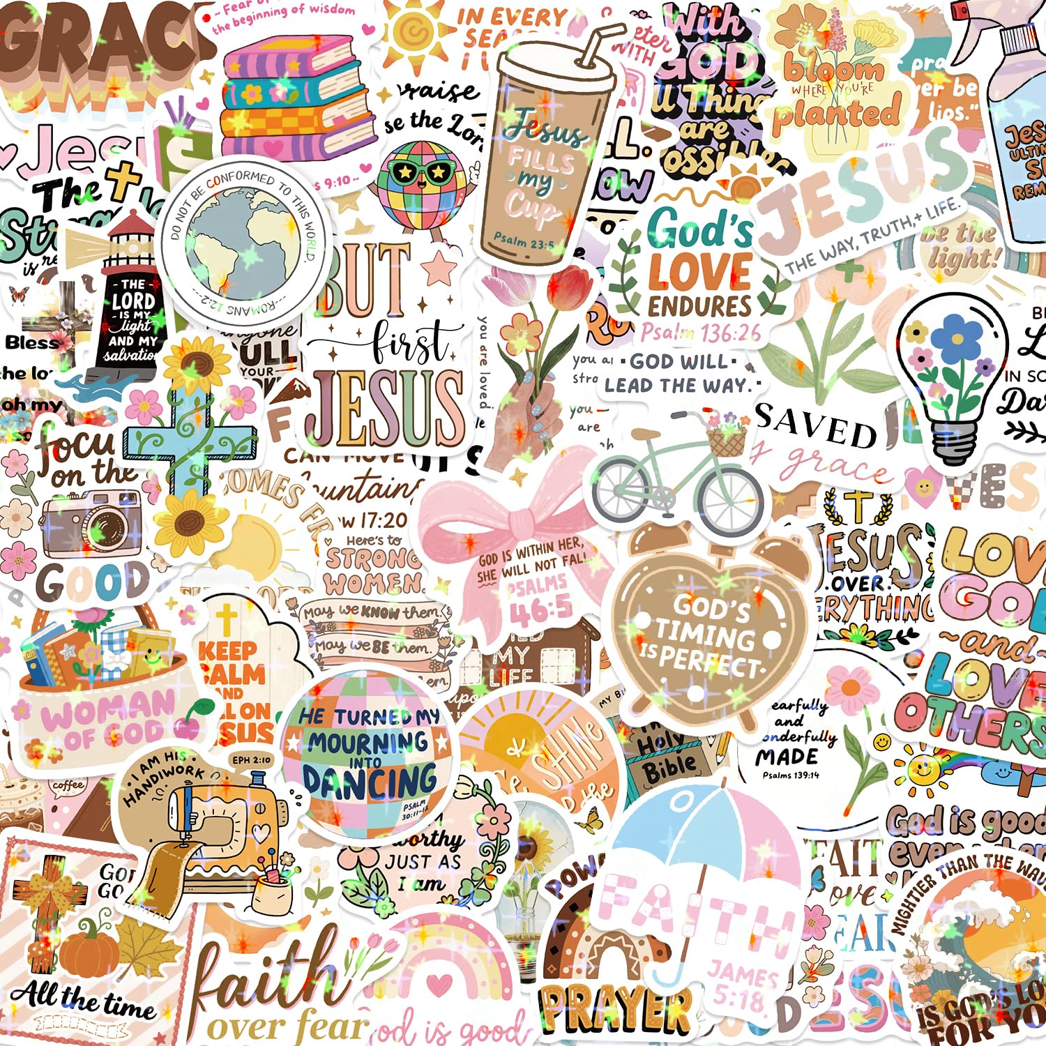 120PCS Christian Bible Verse Stickers, Inspirational Bible Verse Stickers for Water Bottles Boho Religious Faith for Journaling Scrapbook Laptop, Christian Gifts