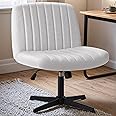 Shahoo Criss Cross Legged Chair, Armless Swivel Wide Padded Height Adjustable Fabric Home Office, Beige