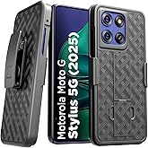 for Motorola G Stylus 5G (2025) Case with Belt Clip Holster, Kickstand Slim Cover Phone Case for Moto G Stylus 5G (2025) - Black