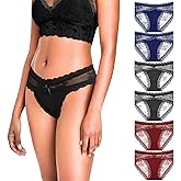 LEVAO Women Lace Underwear Sexy Breathable Hipster Panties Stretch Seamless Bikini Briefs Multipack