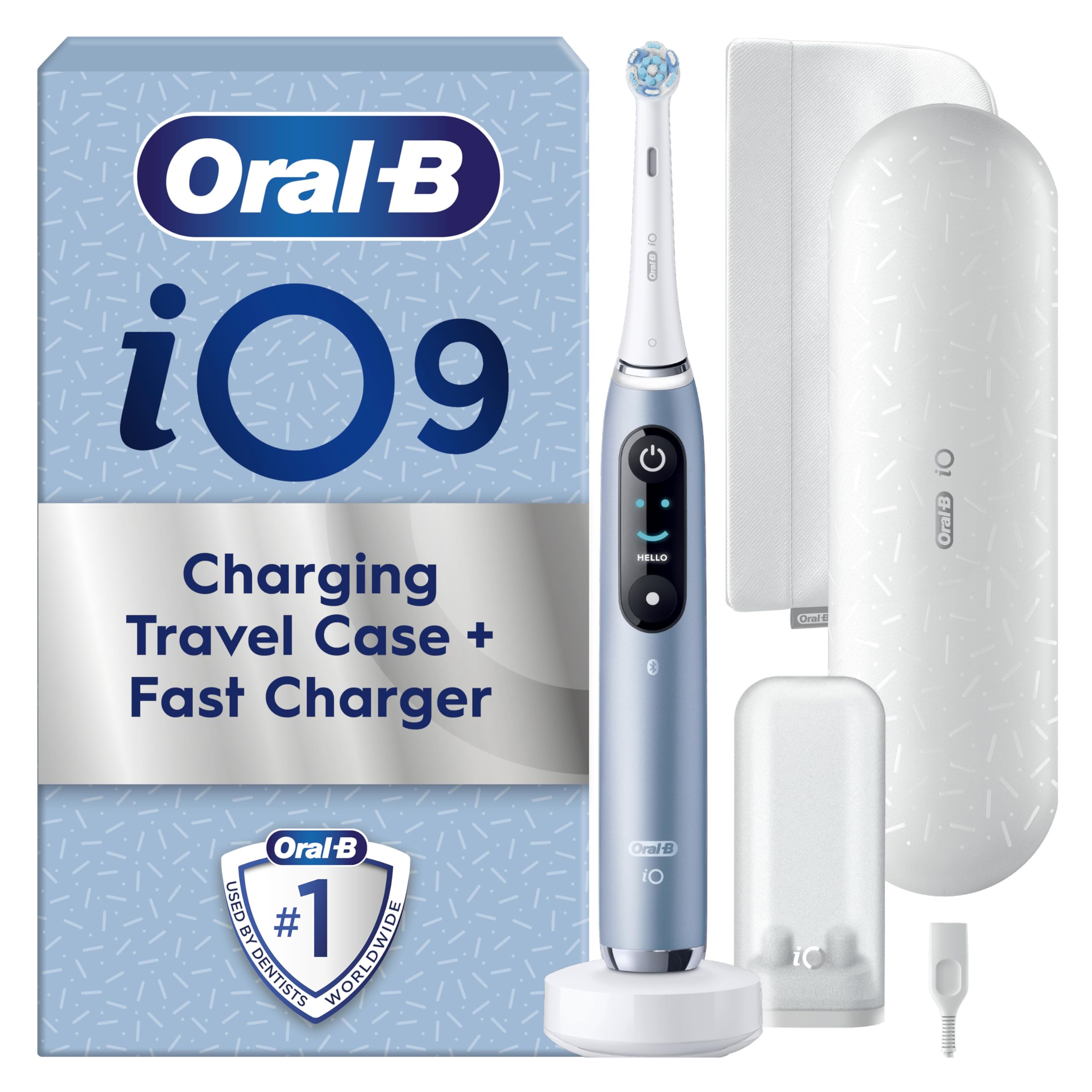 Oral-B iO9 Electric Toothbrushes For Adults, App Connected Handle, 1 Toothbrush Head, Charging Travel Case and Magnetic Pouch, 7 Modes, 2 Pin Plug, Special Edition