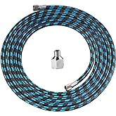 SAGUD Airbrush Hose 10 Foot Nylon Braided Air Hose with 1/8&rdquo; Size On Both End and Adapter 1/8&rdquo; male - 1/4&rdquo; female for Most Airbrush Paint Kit