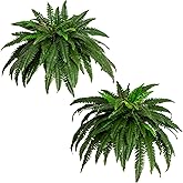 Nearly Natural 48in Artificial Boston Fern, Set of 2 - Large Hanging Fake Plant Wall Decor with 67 Fronds, Faux Fern Vines that Look Real for Home and Office Decor