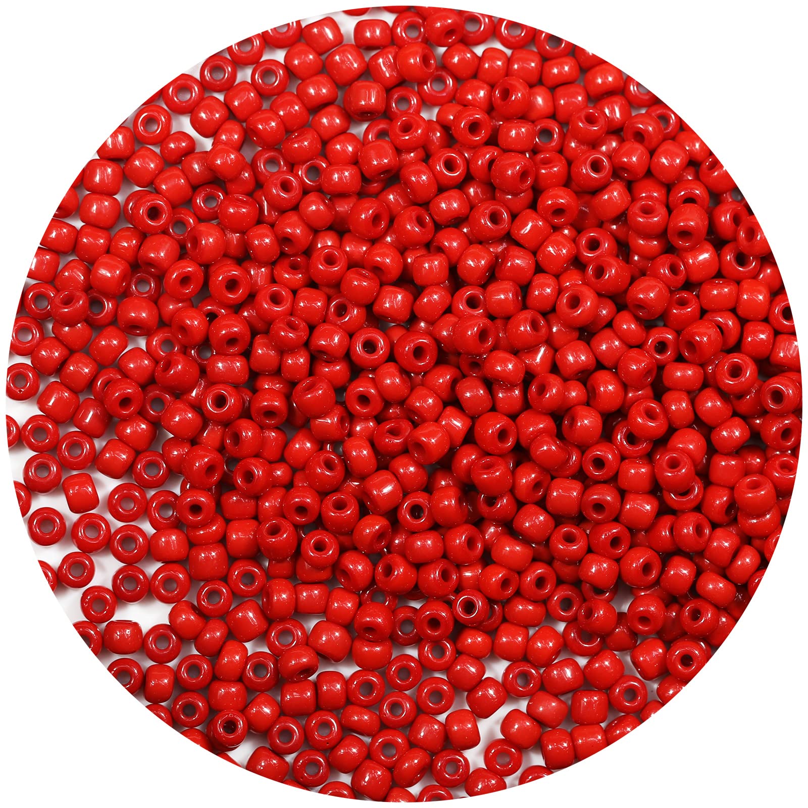 Bala&Fillic Red Color 4mm Seed Beads About 1200pcs/100Grams in Bag, 6/0 Glass Craft Beads for Making Bracelet and Necklace (Red) — image 1