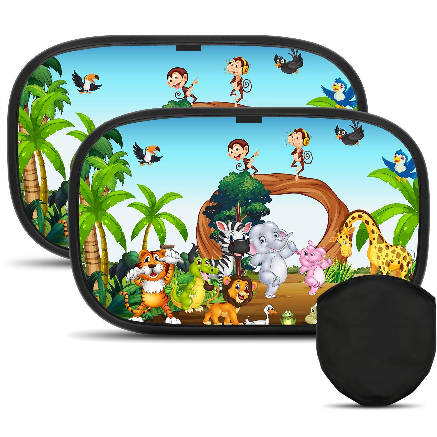 Car Sun Shade for Kids - Foldable Cling UV Blocker for Toddlers - Premium & Durable Sunshades for Pets and Children Great Traveling | 2 Pack Vehicle Window Blinds for Sun-Rays Protection