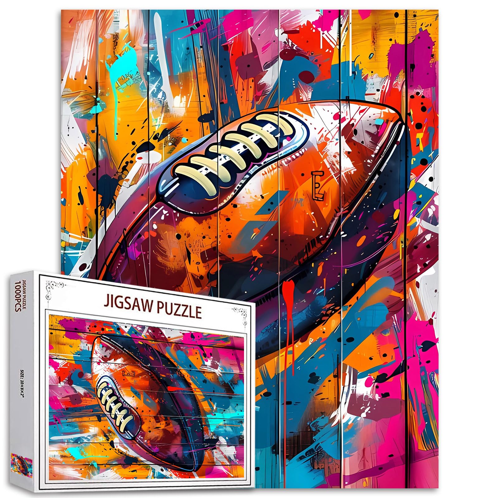 Tucocoo American Football Jigsaw Puzzle 1000 Pieces Puzzles for Adults, Ball Sports Banksy Graffiti Art Jigsaw Puzzles for Challenging Family Activity Games Colorful DIY Puzzle for Home Decor Gifts