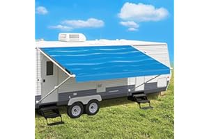 Leaveshade RV Awning Fabric Replacement Camper Trailer Awning Fabric Super Heavy Vinyl Coated Polyester 19'3''(Fit for 20' Awning)- Blue Wave
