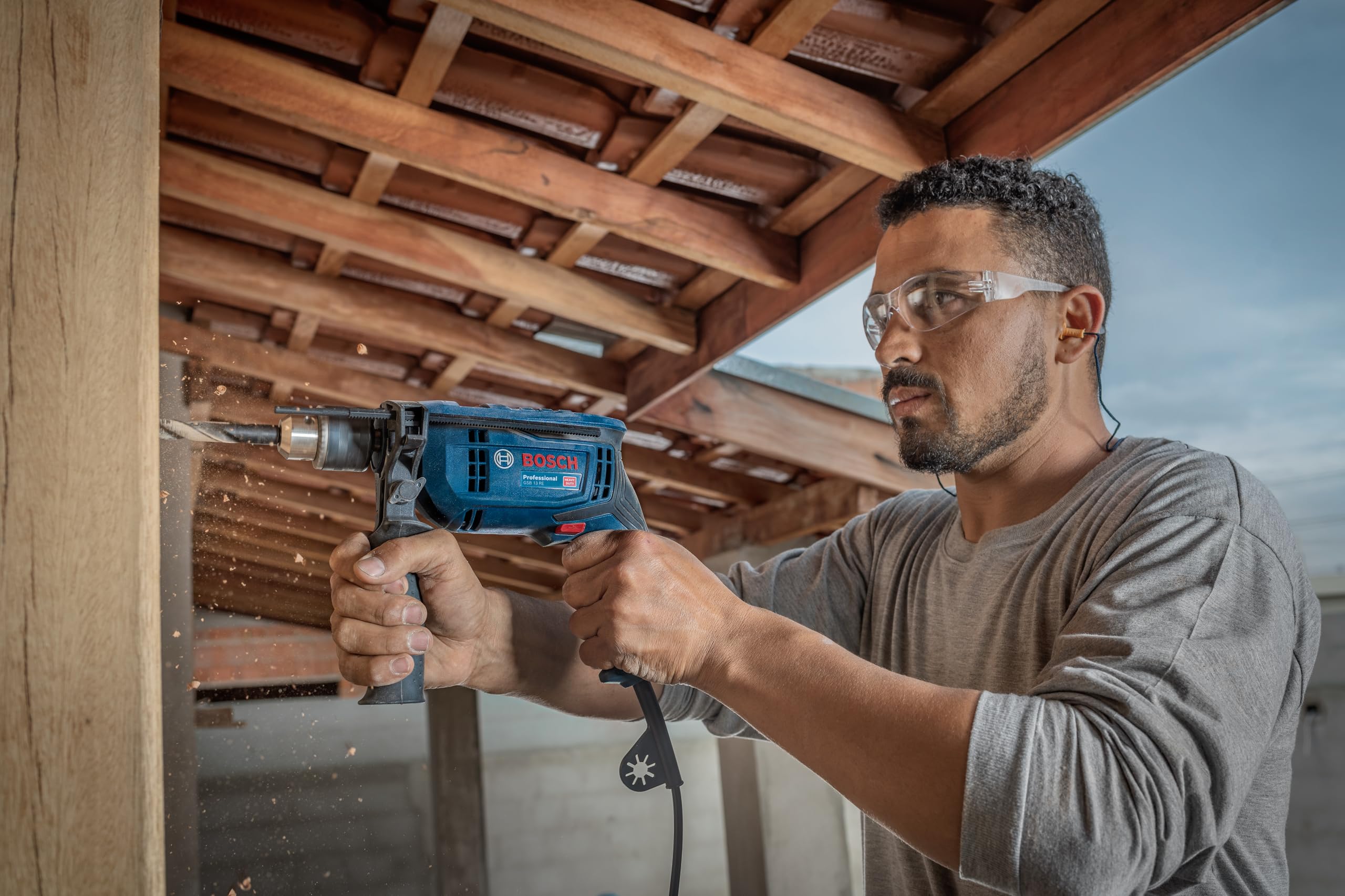 Bosch Professional Schlagbohrmaschine GSB 13 RE (Leistung 600 Watt, inkl. Tiefenanschlag 210mm, Schnellspannbohrfutter 13mm) 5