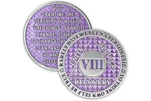 THE TOKEN SHOP 8 Year Sobriety Coin | Legacy AA Chip | Thick Triplate Recovery Anniversary Token (Lavender)