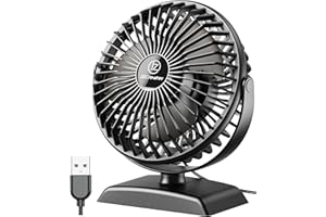 JZCreater Desk Fan, USB Fan Protable, 3 Speed Airflow, 360° Rotation Personal Fan, Table Desktop Cooling Fan, Quiet Mini Desk Fan, USB Powered, Small Fan for Home Office Bedroom Car Travel,Black Black