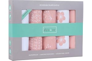 Ely's & Co. Baby Burp Cloth,Waterproof Reversible Jersey Cotton Large Burp Cloths, Cloth Diapers 20" x 12" 5 Pack I Pink Combo for Baby Girl