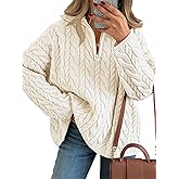 Trendy Queen Women's Oversized Cable Knit Quarter Zip Up Pullover Sweaters 2026