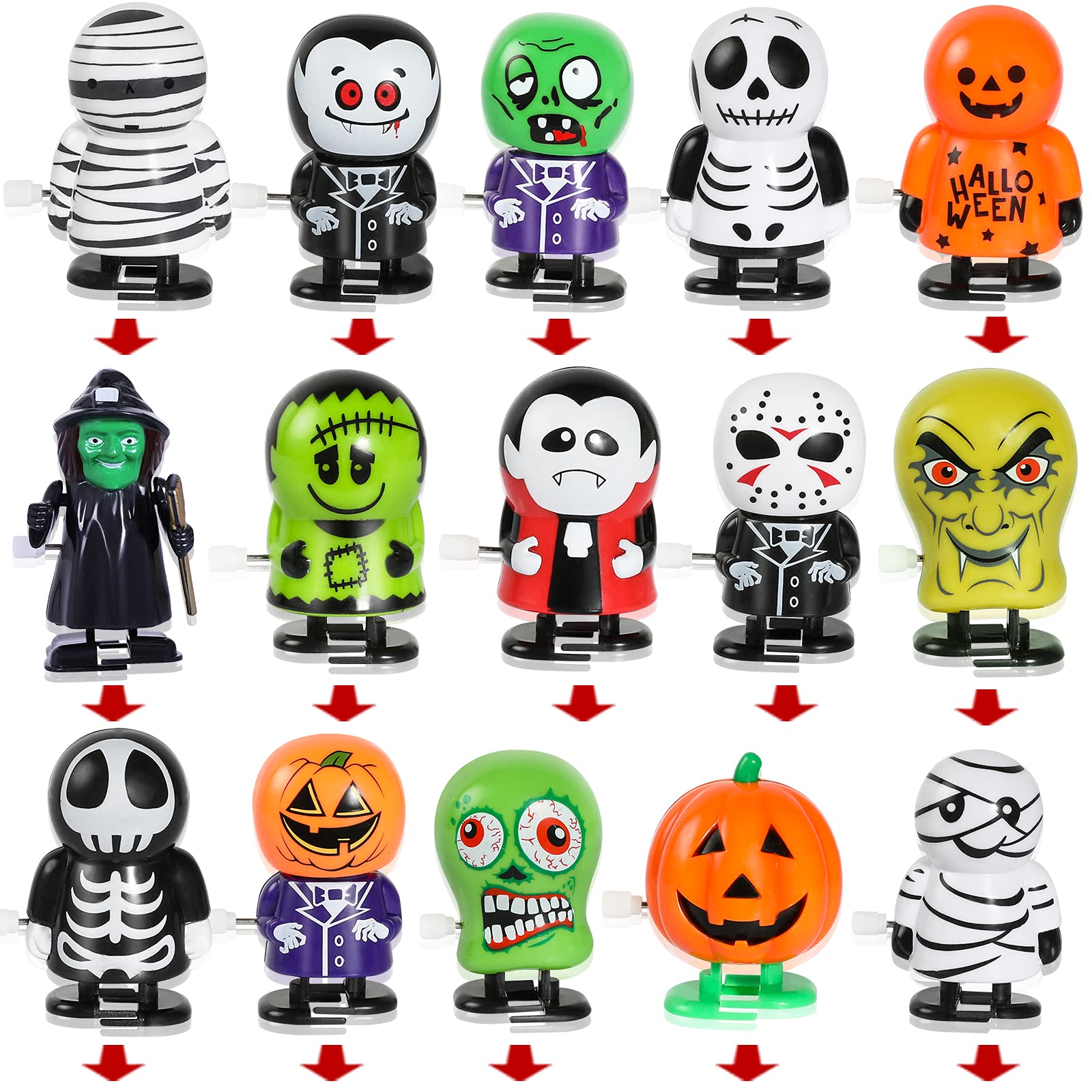 Max Fun 24pcs Halloween Wind Up Toys Assortment for Halloween Party Favors Treat Bag Stuffers Goody Bag Filler Halloween Treats Prizes (Halloween)