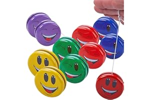 Kicko Metal Smiley Faces Yo-Yos for Kids - 2-Inch Assorted Colors Emoji Yo Yos - Versatile Smile Toys Party Bag Collection - Yoyo Party Favors and Bag Fillers for Themed Parties - Pack of 12