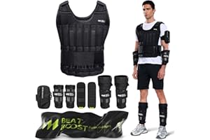 BeatBoost Weighted Vest Men 20lb/30lb/40lb/50lb/60lb Adjustable Weight Vest with Steel Plates Weights for Walking Strength Training Running Workout