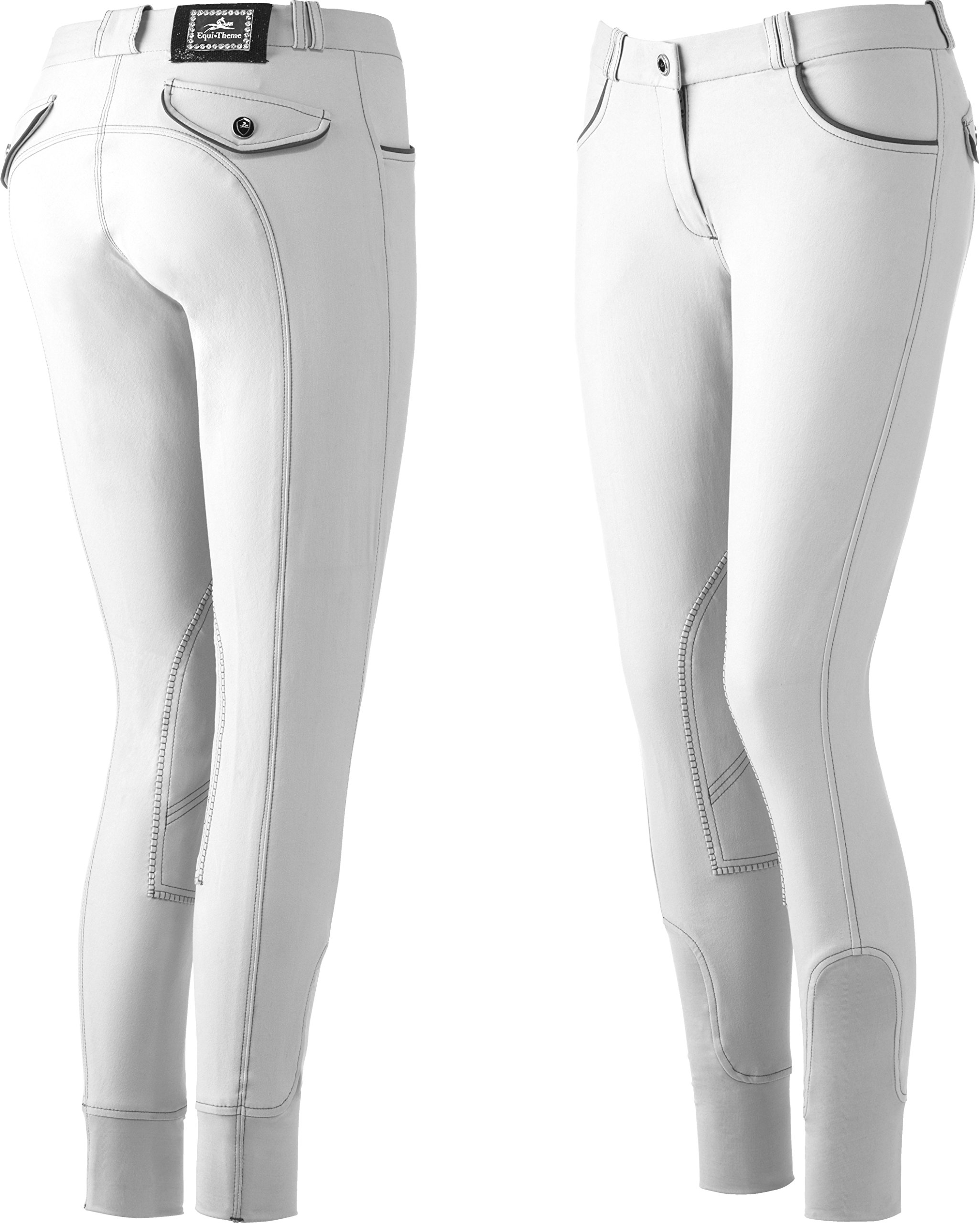 Equi-Theme/Equit'M Unisex Adult 979439016 Verona Breeches - White/Light Grey Contrasts and Piping, One Size