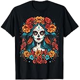 De Los Muertos La Catrina Day of the Dead Sugar Skull Women T-Shirt