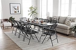 COSCO Fold-in-Half Banquet Table w/Handle, 8ft, Black