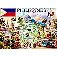Philippines Graphic Map and Attractions Souvenir Fridge Magnet 2.5" X 3.5"