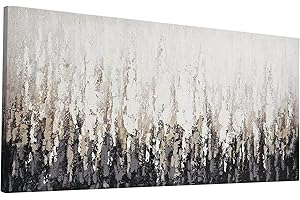 ArtbyHannah Hand-Painted Abstract Oil Painting on Canvas - Black and White Modern Wall Art for Bedroom or Living Room Decor: Textured Artwork with Realistic 3D Effect