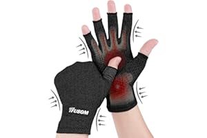 TFUSOM Compression Gloves Arthritis Gloves for Women for Pain,Fingerless Compression Wrap for Hand Pain and Osteoarthritis，Anti-Slip，Unisex,M,Black