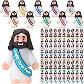 Bememo 50 Pcs Little Jesus Figures Original Design Rubber Mini Christian Toys for Hide and Seek Religious Party Favors Easter Egg Stuffer Sunday School Craft Baptism Gifts(Faith Over Fear)