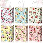Vintage Floral Gift Bags Bulk Tea Party Favors Flower Tea Party Goodie Bags Treat Candy Bag Spring Wildflower Birthday Favors Decoration for Princess Birthday Wedding Garden Bridal Shower 12Pcs