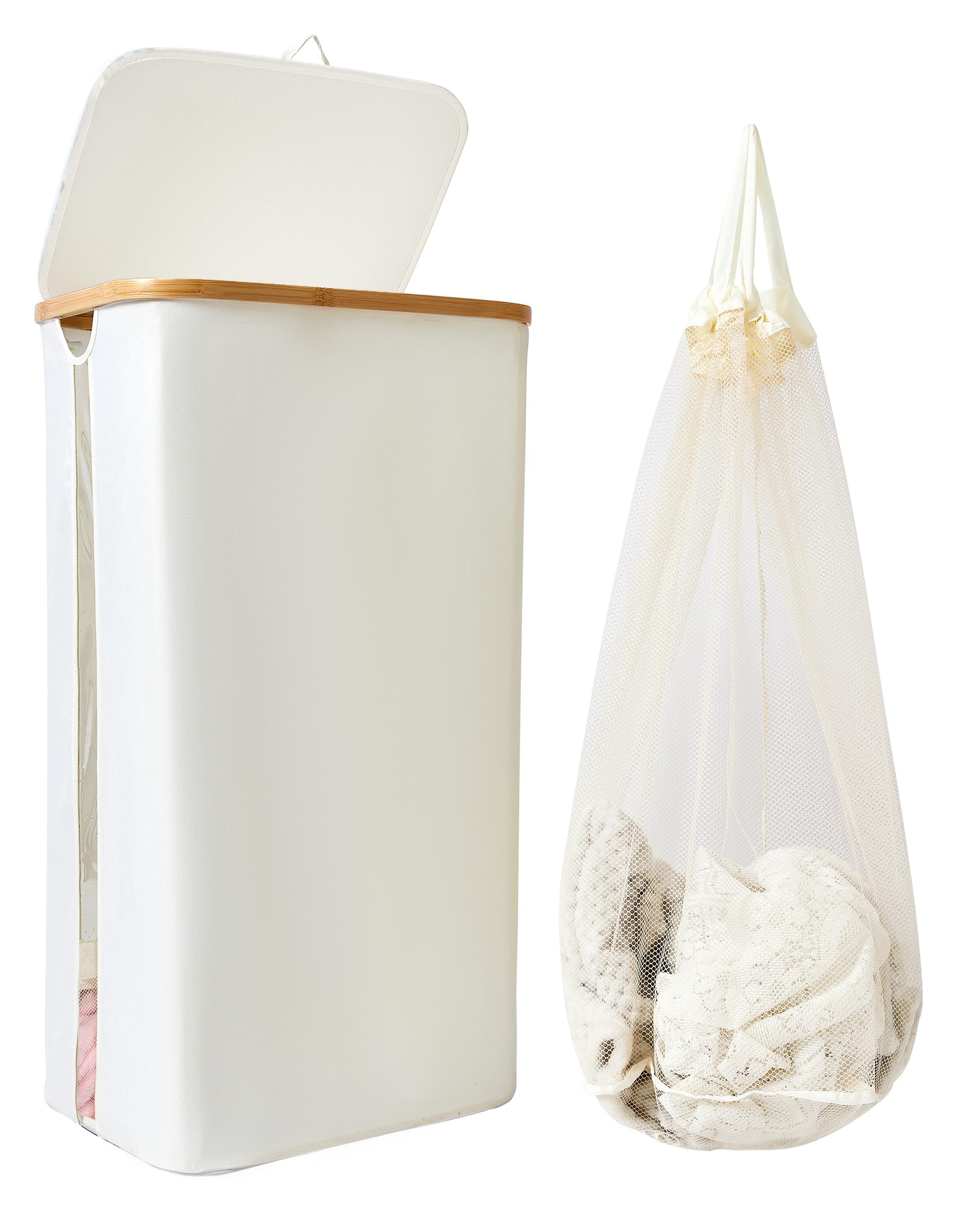 Laundry Basket with Lid, Washing Baskets for Laundry, Collapsible Laundry Baskets with Clear Window Visible, Removeable Laundry Bags for Bathroom Bedroom Home, Toy Organizer, Laundry Room