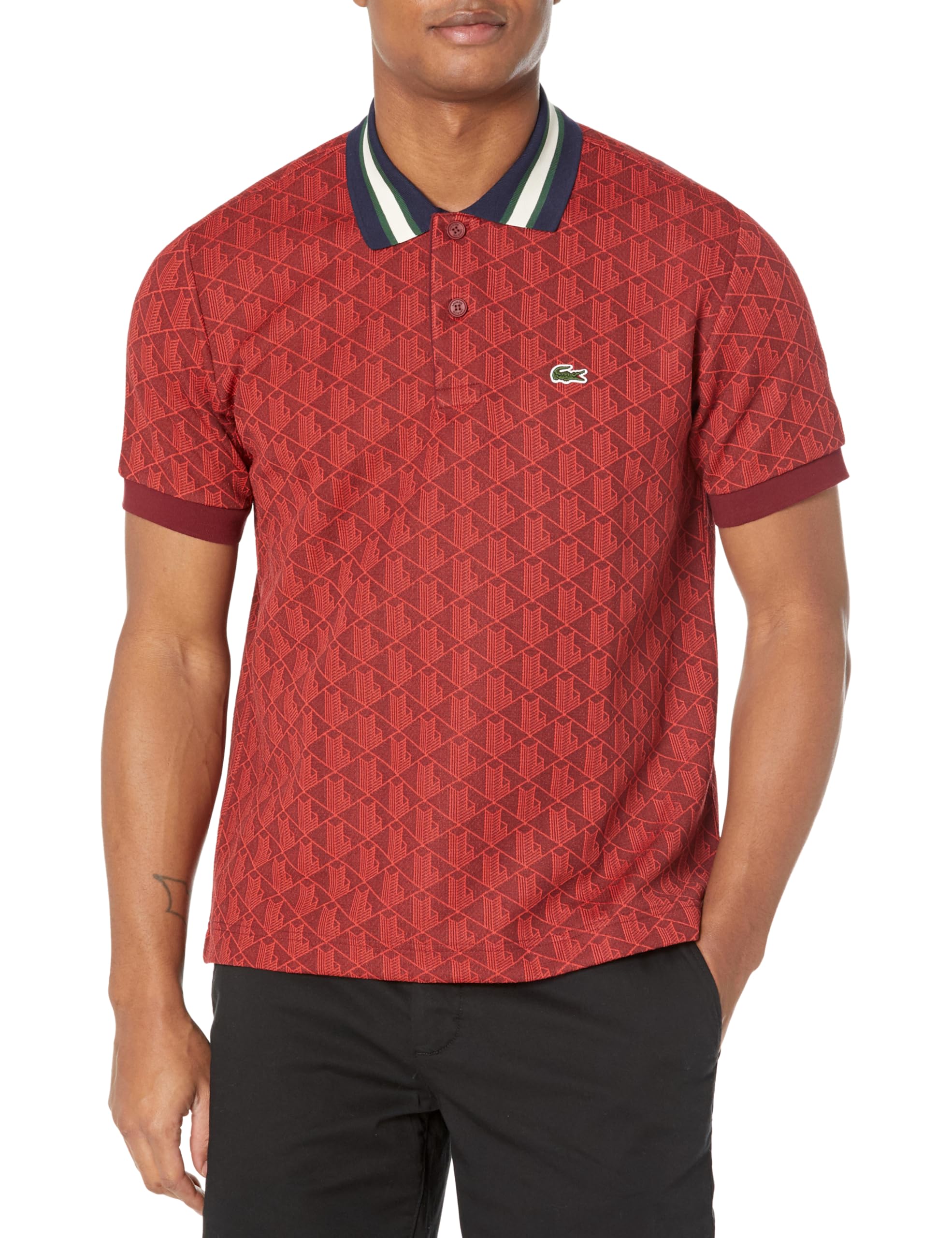 Lacoste Men’s Short Sleeve Classic Fit Allover Monogram Polo Shirt