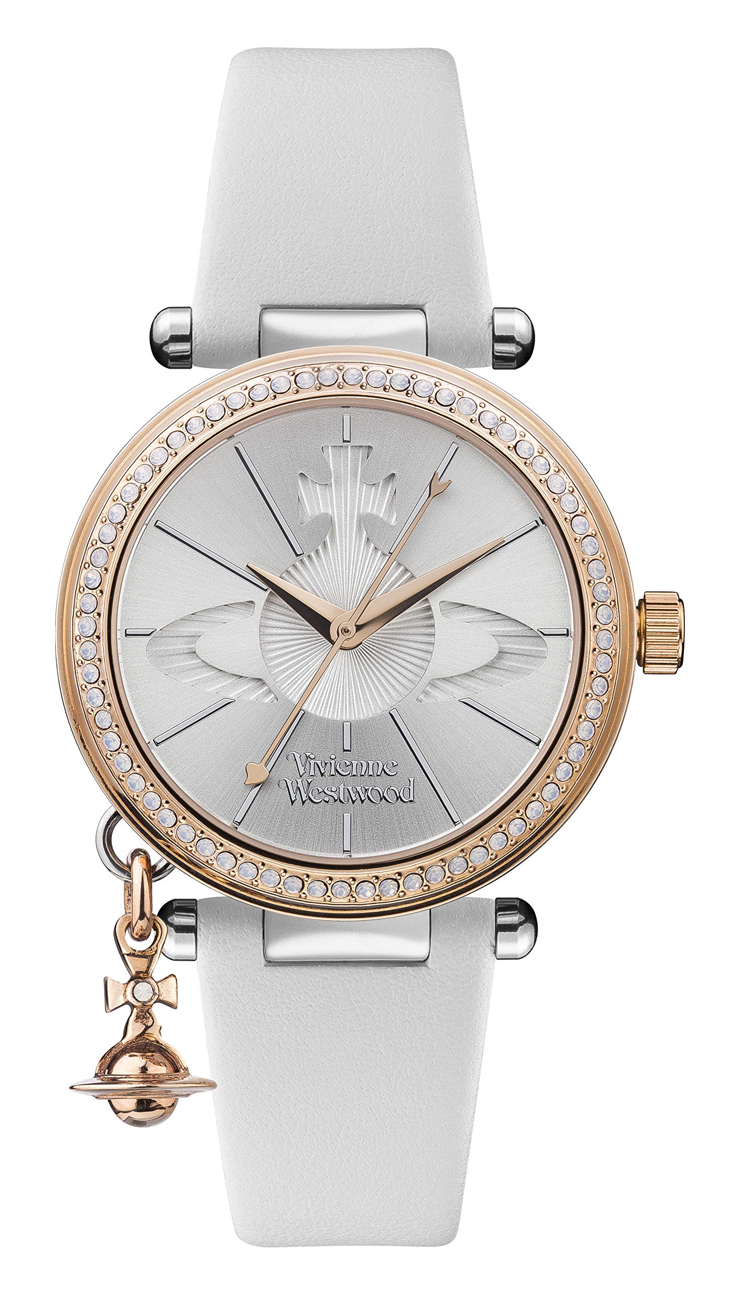 Vivienne Westwood Orb Pastelle Ladies Quartz Watch with Silver Dial & White Leather Strap VV006RSWH