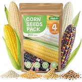 4 Corn Seeds Variety Pack - 200+ Heirloom Corn Seeds for Planting Outdoor, Includes Sweet Corn, Golden Bantam,Silver Queen &amp; Glass Gem Corn, Perfect Home Garden Gift for Beginners, Mom, Her