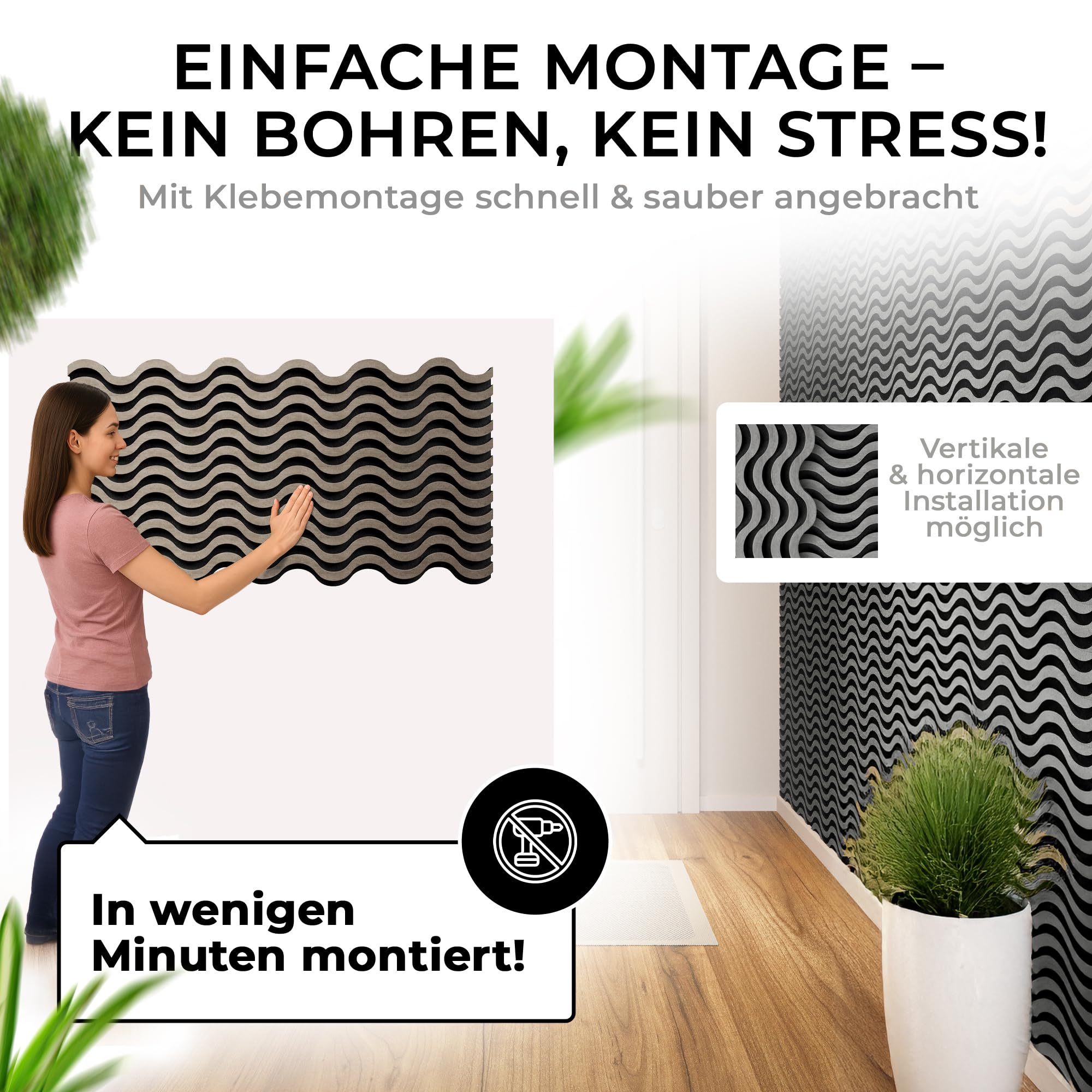 Good Materialzz® ,Wandpaneele, Akustikpaneele,115x60x5 cm (2er set), 3d Wandpaneele Selbstklebend, Wandverkleidung Innen, Paneele Wand, Akustikpaneele Selbstklebend, Schallschutzplatten, Eiche 3