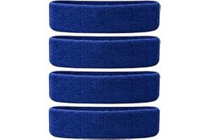 Oldhill 4-Pack Sports Headbands by Moisture Wicking Thick Terry Cloth for Small Head - Blue