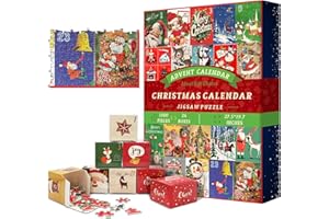 Advent Calendar Puzzle 2024 Christmas Puzzle for Adults 1000 Pieces, PICKFORU Countdown to Christmas Calendar Vintage Jigsaw Puzzle, Winter Holiday Puzzle