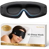 Sleep Mask for Men Women: 100% Blackout 3D Eye Mask for Sleeping Black | Sleep Masks for Side Sleepers, Zero Pressure Memory Foam Eyelash Friendly Breathable Eye Cover, Airplane Travel Essentials