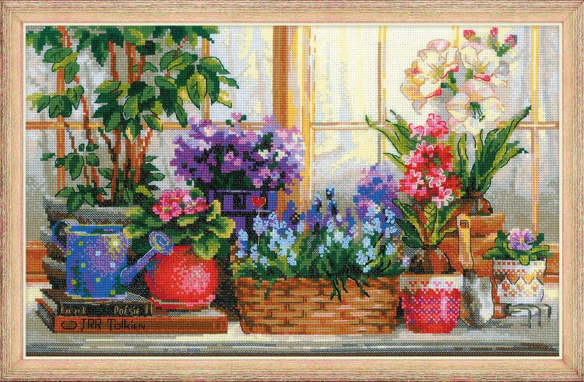 RIOLIS Cross Stitch Kit - 1669 - Windowsill with Flowers